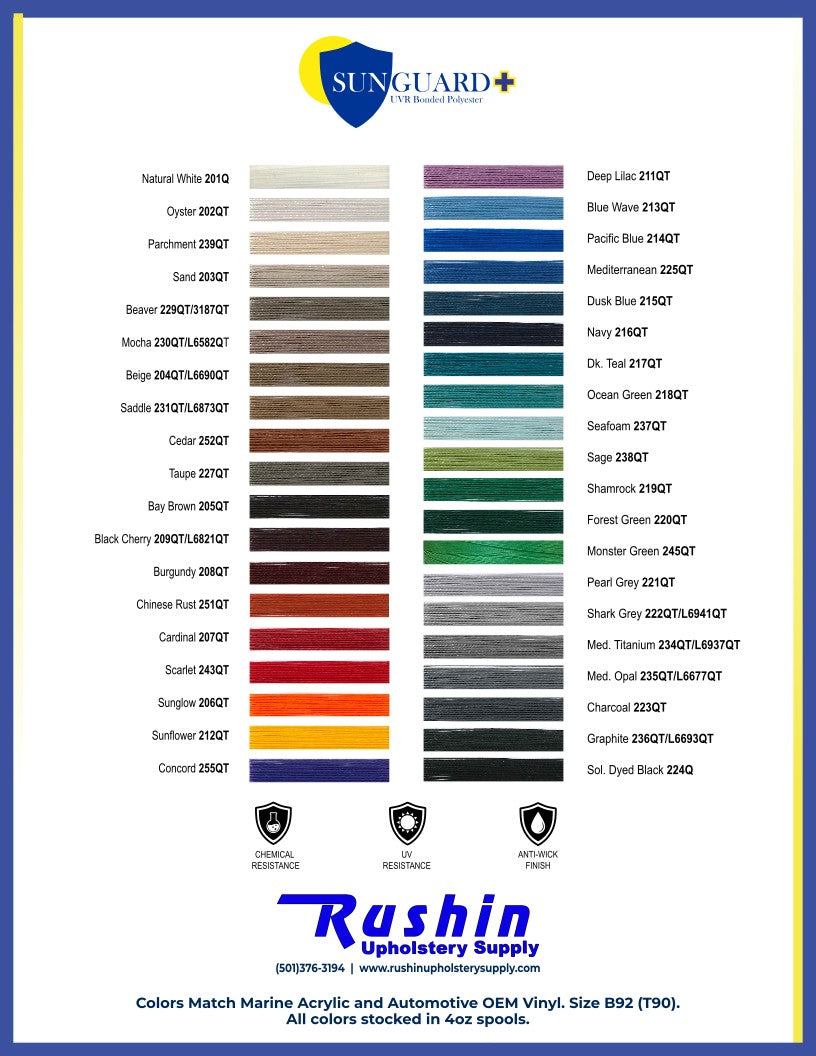 Sunguard Polyester Thread Sample Card (Printed)