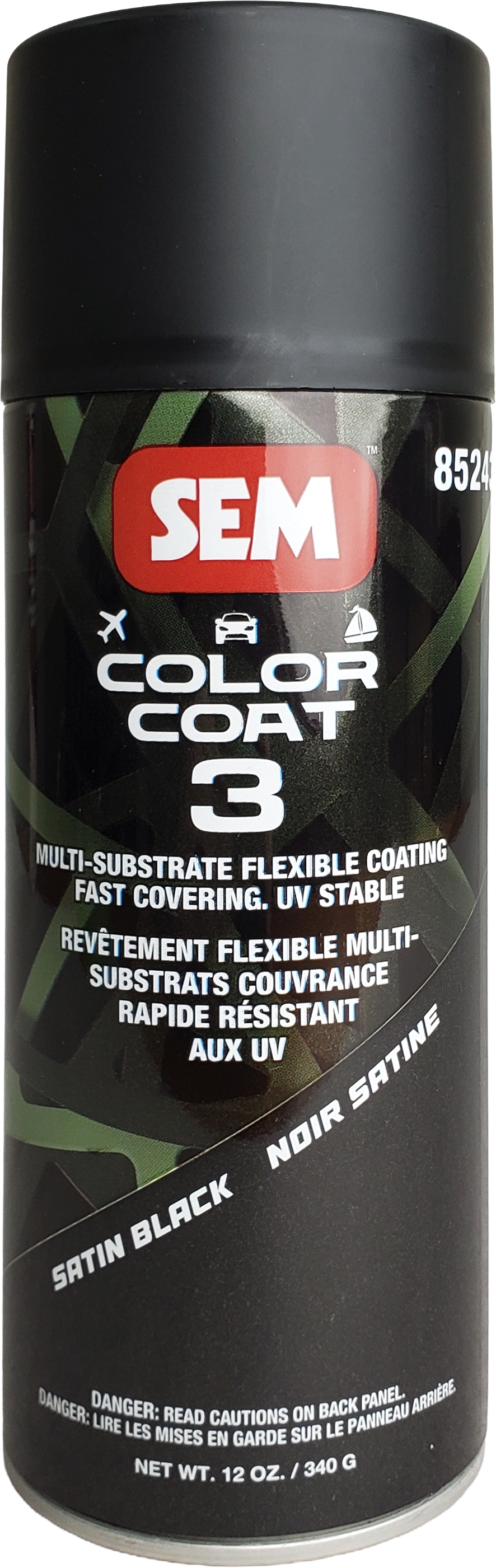 SEM Color Coat 3 Aerosol 85243 Satin Black