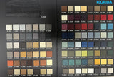 Color swatch chart for leather with 'Florida' branding.