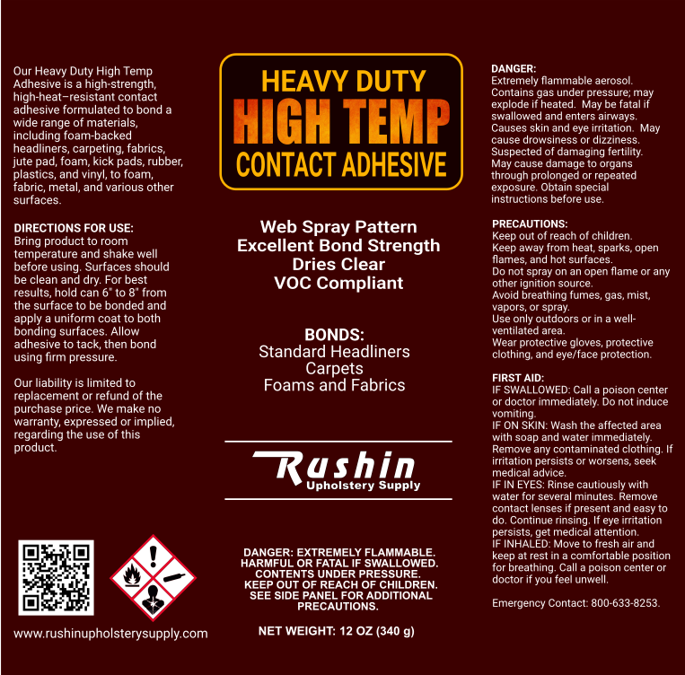 Heavy Duty High Temp Headliner Contact Spray Adhesive