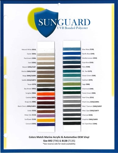 Sunguard Polyester Thread Sample Card (Printed)
